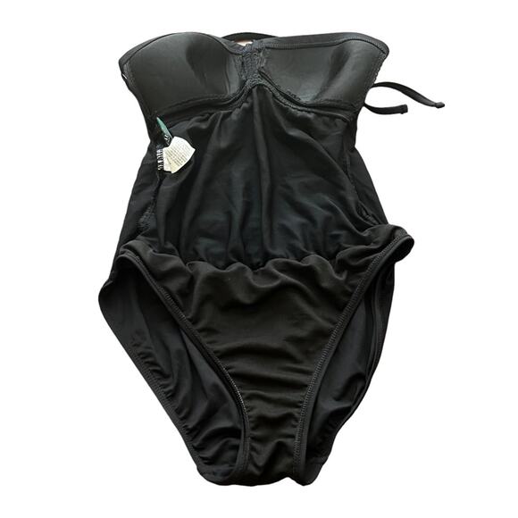Ralph Lauren Ruched One Piece Black Swimsuit Size 4 - Picture 3 of 8